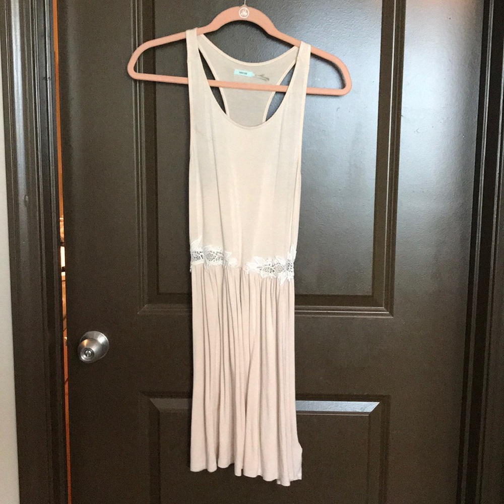 Beige racer back fit and flare dress